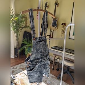 Jean short overalls, acid washed